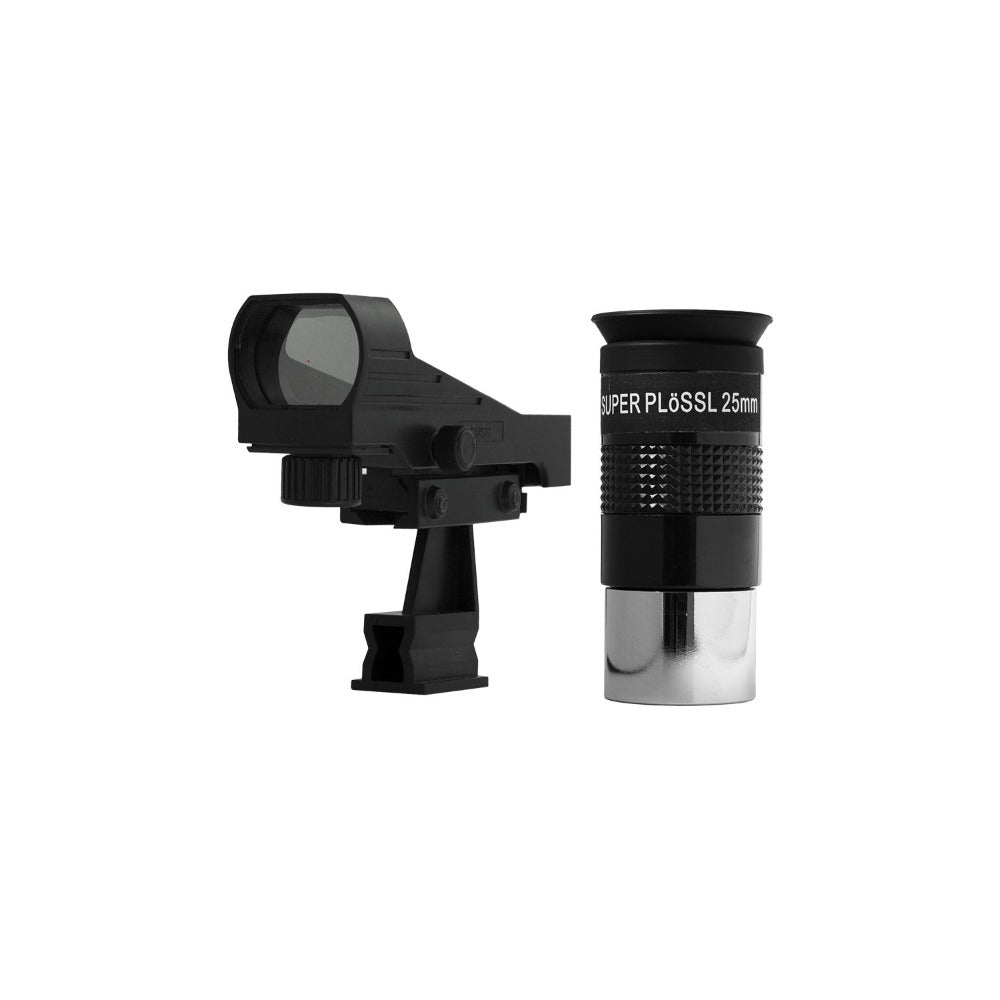 Explore FirstLight 100mm Mak-Cassegrain Telescope with EQ3 Equatorial Mount eyepiece and red-dot finder image