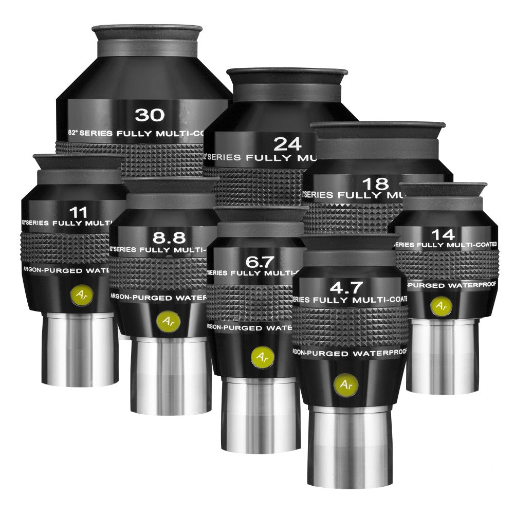 Different sizes of Explore Scientific 82° Eyepiece Waterproof