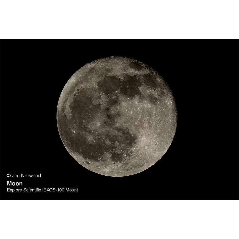 Jim Norwoods Astrophotography of the Moon with Explore Scientific iEXOS-100-2 PMC-Eight Equatorial Tracker System with WiFi and Bluetooth