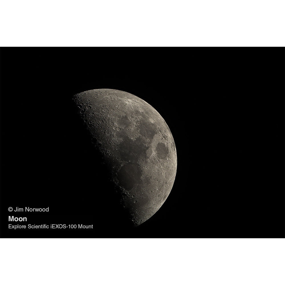 Jim Norwoods Astrophotography of the Moon with Explore Scientific iEXOS-100-2 PMC-Eight Equatorial Tracker System with WiFi and Bluetooth