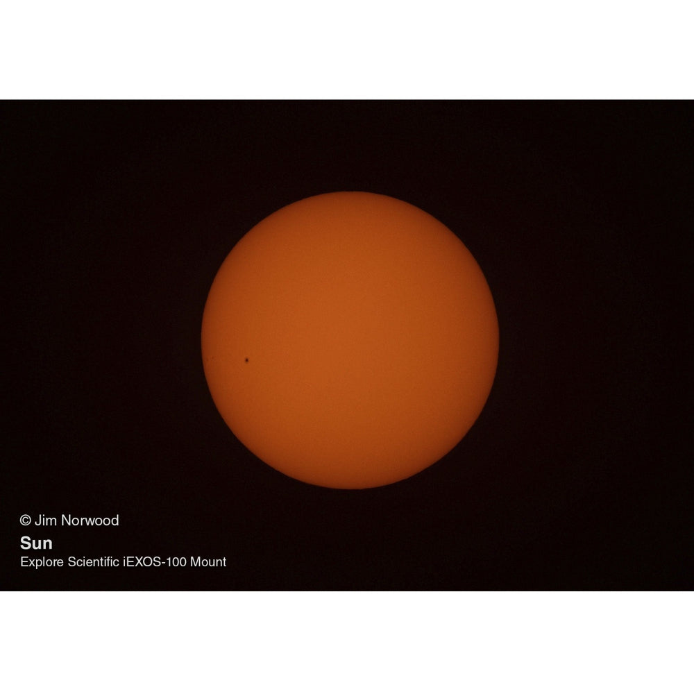 Jim Norwoods Astrophotography of the Sun with Explore Scientific iEXOS-100-2 PMC-Eight Equatorial Tracker System with WiFi and Bluetooth
