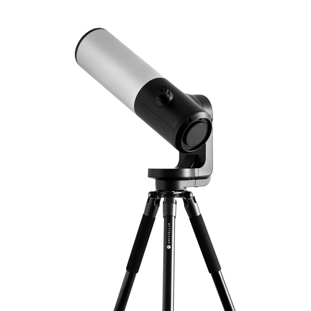 Unistellar eVscope 2 Smart Digital Reflector Telescope mounted on tripod side view